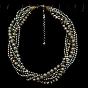 Stunning beaded choker in grayish blue hue